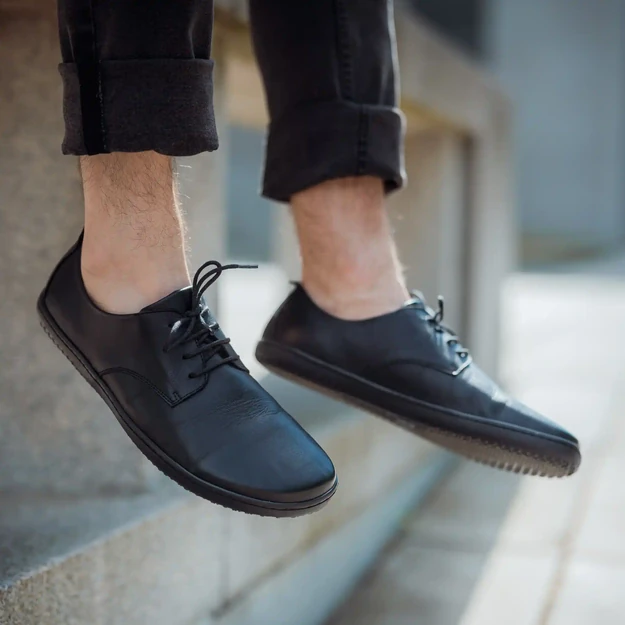 ANGLES Chronos 2.0 juoda – klasikiniai odiniai barefoot batai