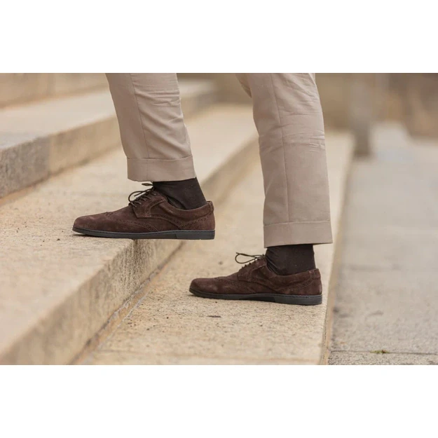 ZAQQ barefoot klasikiniai batai BRIQ  Brogue Velours Brown