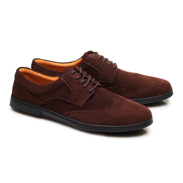 ZAQQ barefoot klasikiniai batai BRIQ  Brogue Velours Brown