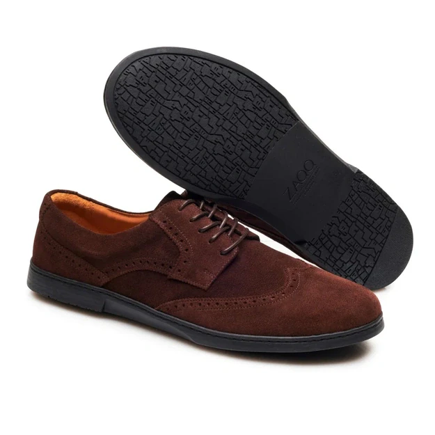 ZAQQ barefoot klasikiniai batai BRIQ  Brogue Velours Brown