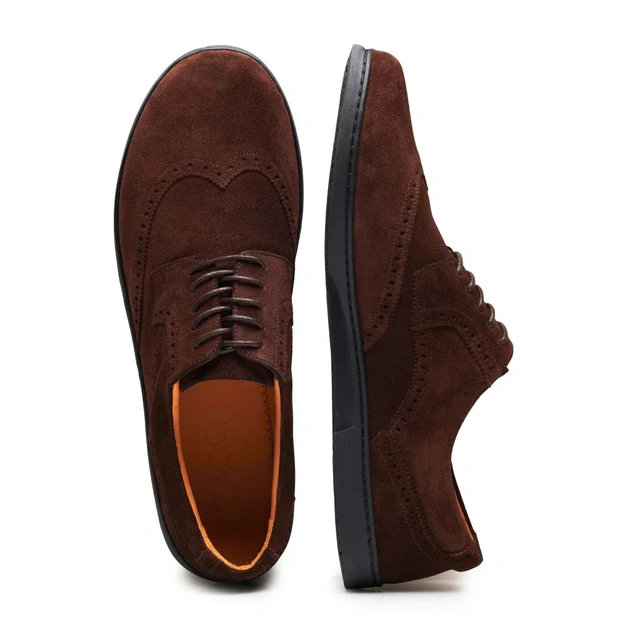 ZAQQ barefoot klasikiniai batai BRIQ  Brogue Velours Brown