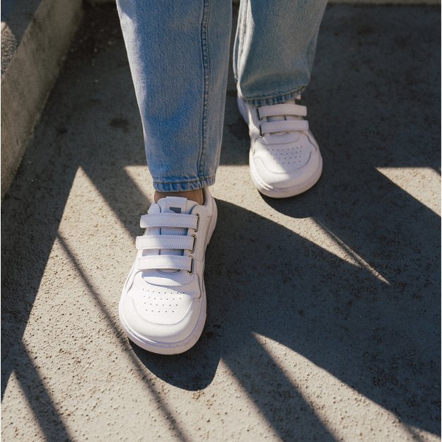 Barefoot Sneakers Barebarics Zing Velcro - All White - Leather