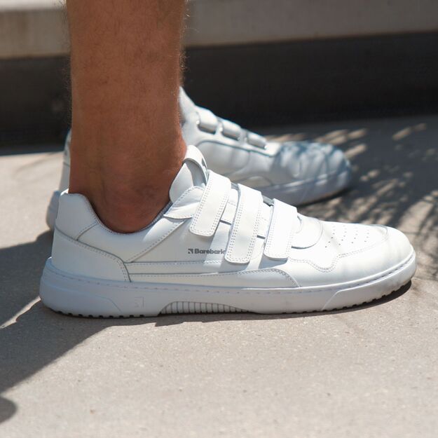 Barefoot Sneakers Barebarics Zing Velcro - All White - Leather