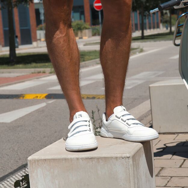 Barefoot Sneakers Barebarics Zing Velcro - All White - Leather