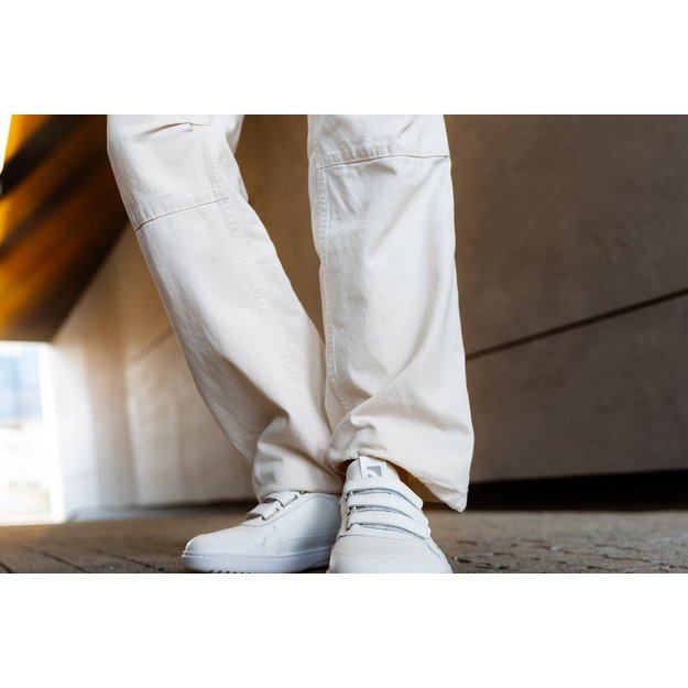 Barefoot Sneakers Barebarics Zing Velcro - All White - Leather