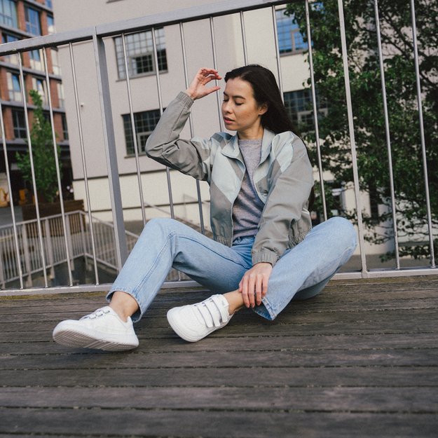 Barefoot Sneakers Barebarics Zing Velcro - All White - Leather