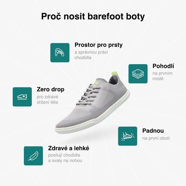 GROUNDIES® barefoot sportbačiai Active Knit Grey Yellow 