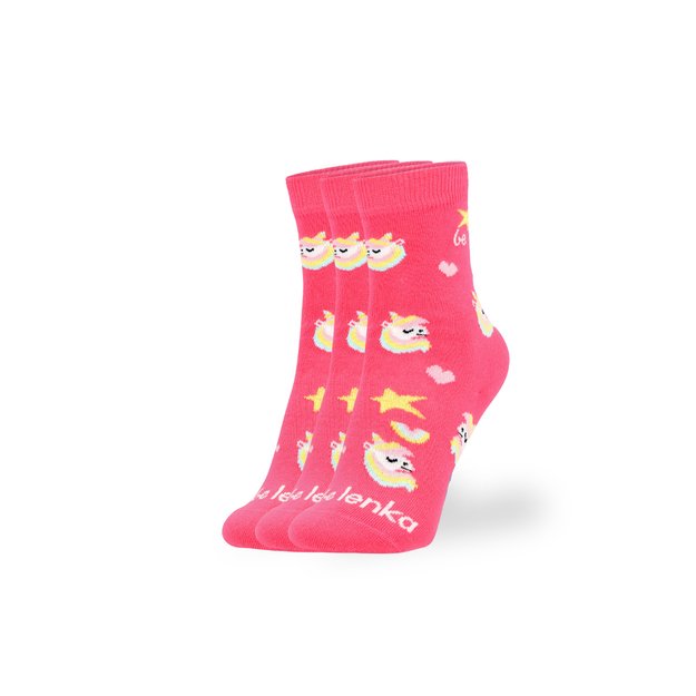 Vaikiškos barefoot kojinės Be Lenka Kids - Crew - vienaragis - BubleGum rožinė - 3 vnt. pakuotė