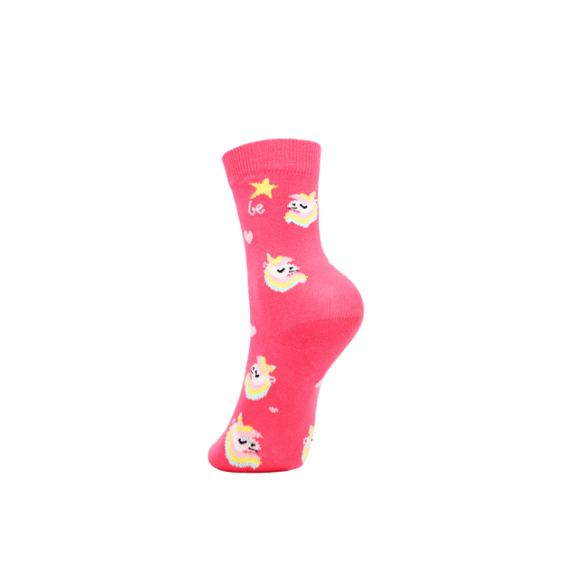 Vaikiškos barefoot kojinės Be Lenka Kids - Crew - vienaragis - BubleGum rožinė - 3 vnt. pakuotė