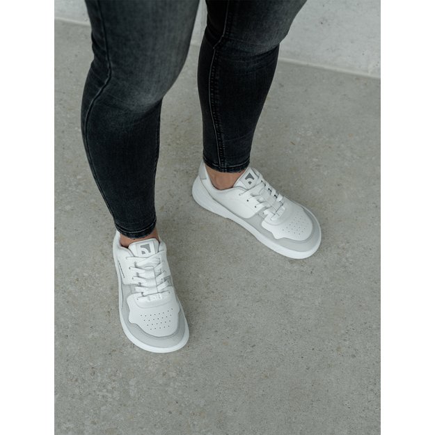 Barefoot Sneakers Barebarics Zing - White & Light Grey - Leather