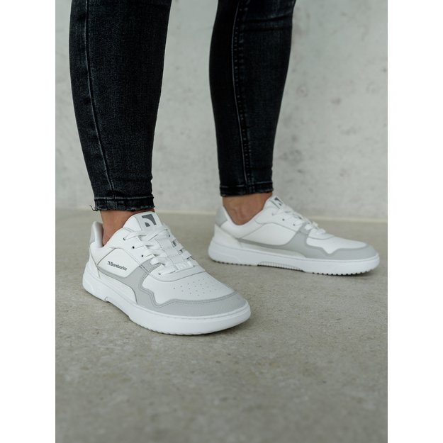 Barefoot Sneakers Barebarics Zing - White & Light Grey - Leather