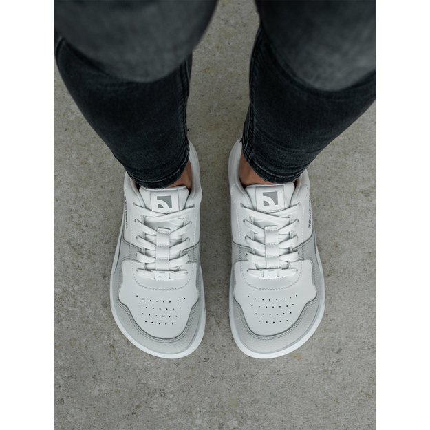 Barefoot Sneakers Barebarics Zing - White & Light Grey - Leather