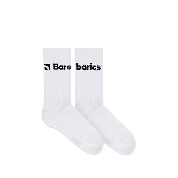 Barebarics - Barefoot Socks - Crew - White - Big logo