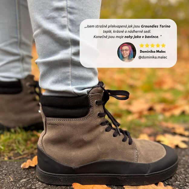 GROUNDIES® pašiltinti barefoot auliniai batai Torino pilkai juoda 6