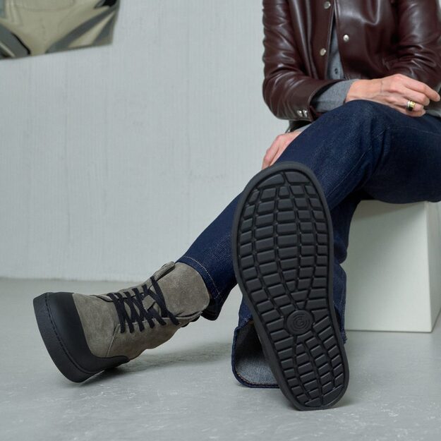 GROUNDIES® pašiltinti barefoot auliniai batai Torino pilkai juoda 4