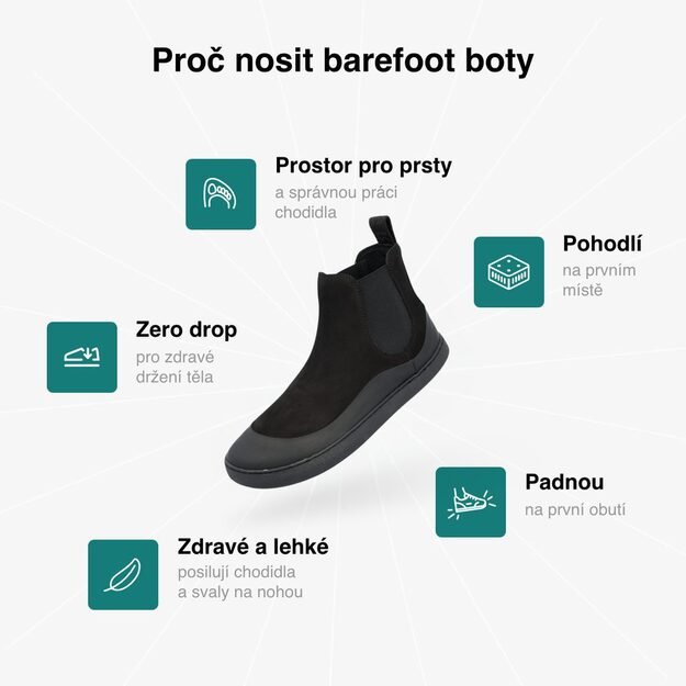 GROUNDIES® moteriški barefoot Chelsea aulinukai Sienna juoda 2