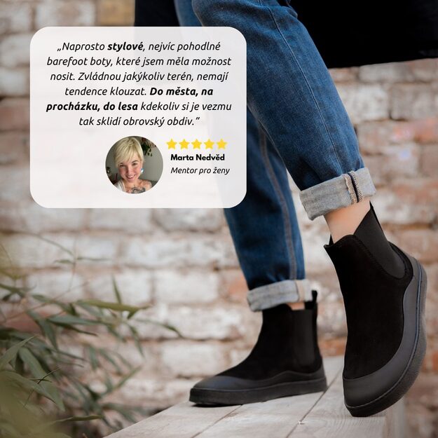 GROUNDIES® moteriški barefoot Chelsea aulinukai Sienna juoda 1