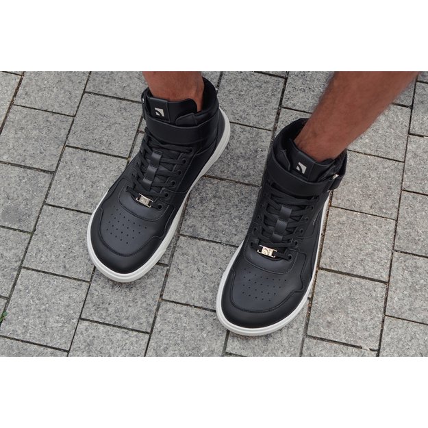 Barefoot Sneakers Barebarics Zing - High Top - Black & White - Leather