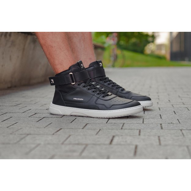 Barefoot Sneakers Barebarics Zing - High Top - Black & White - Leather