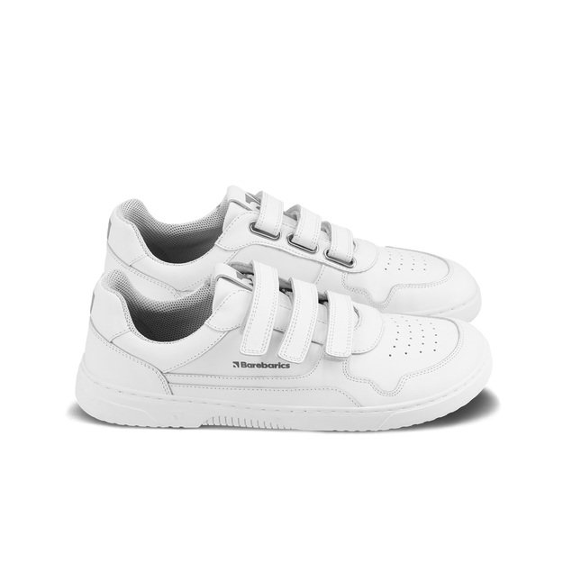 Barefoot Sneakers Barebarics Zing Velcro - All White - Leather