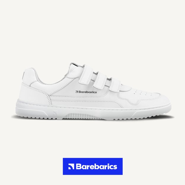 Barefoot Sneakers Barebarics Zing Velcro - All White - Leather