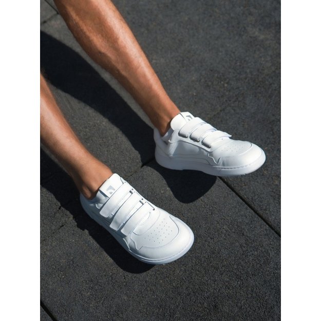 Barefoot Sneakers Barebarics Zing Velcro - All White - Leather