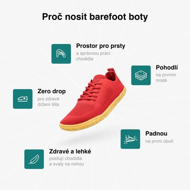 Moteriški GROUNDIES® Active Knit barefoot sportbačiai raudona 2