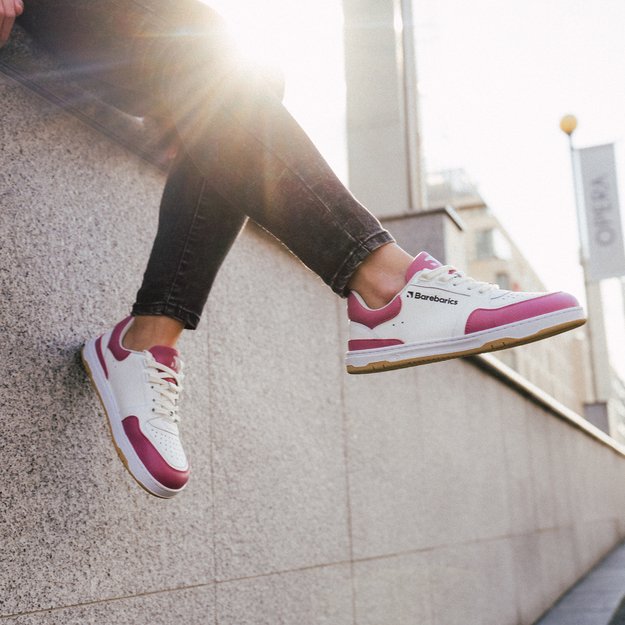 Barefoot Sneakers Barebarics Wave - White & BubbleGum Pink