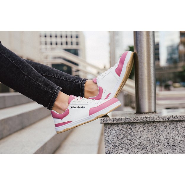 Barefoot Sneakers Barebarics Wave - White & BubbleGum Pink