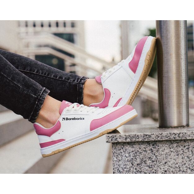 Barefoot Sneakers Barebarics Wave - White & BubbleGum Pink