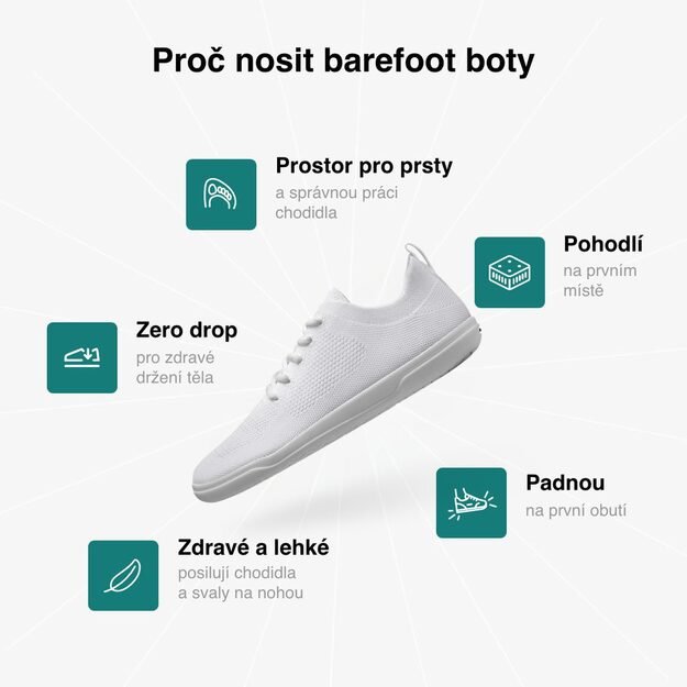 Barefoot Tenisky GROUNDIES&reg; Active Knit B&iacute;l&eacute;