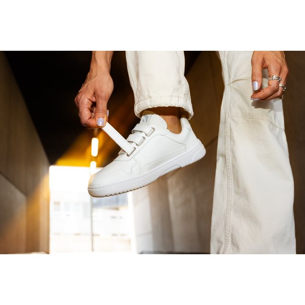 Barefoot Sneakers Barebarics Zing Velcro - All White - Leather