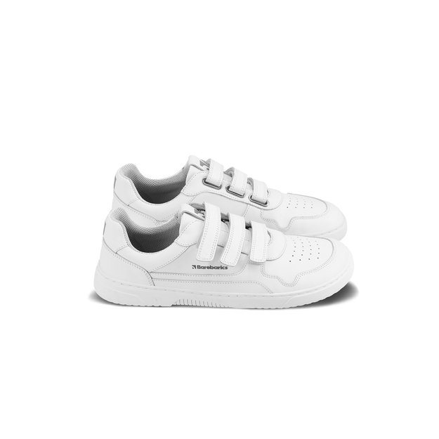 Barefoot Sneakers Barebarics Zing Velcro - All White - Leather