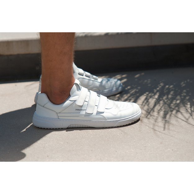 Barefoot Sneakers Barebarics Zing Velcro - All White - Leather