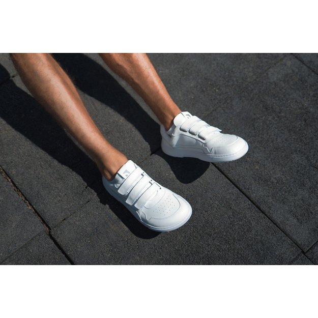 Barefoot Sneakers Barebarics Zing Velcro - All White - Leather