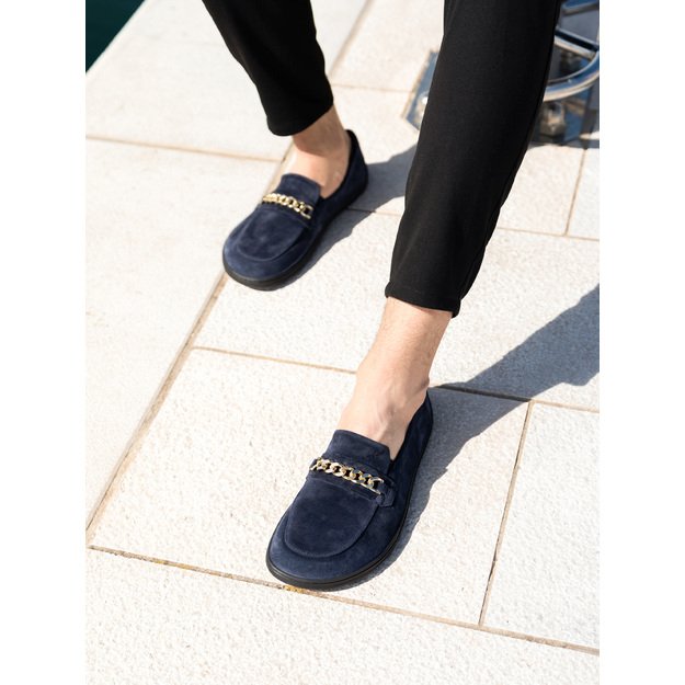 Barefoot Moccasins Be Lenka Prestage - Navy & Gold