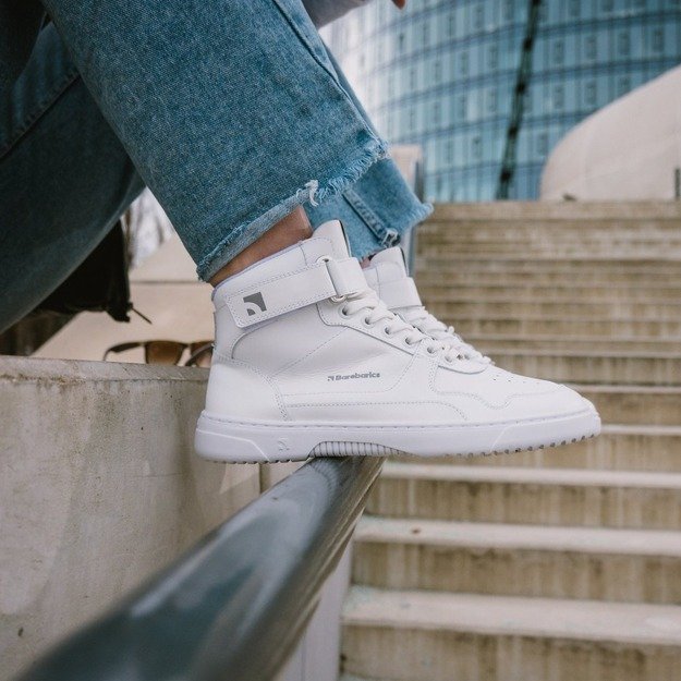 Barefoot kedai Barebarics Zing - High Top - visiškai balta - oda