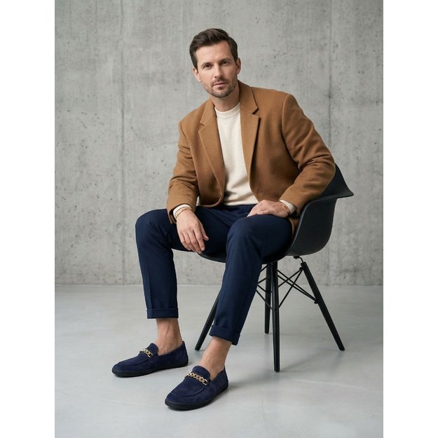 Barefoot Moccasins Be Lenka Prestage - Navy & Gold