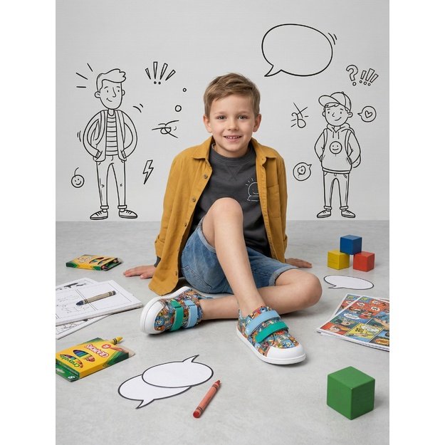 Kids barefoot sneakers Be Lenka Canvi Kids - Comics Color