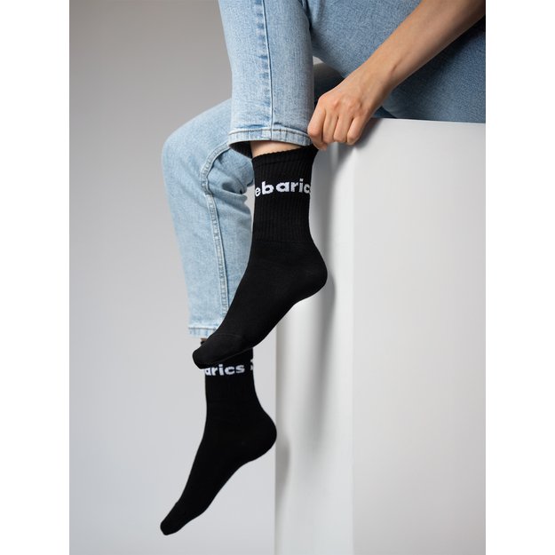 Barebarics Crew Big Logo – Black Barefoot Socks 1