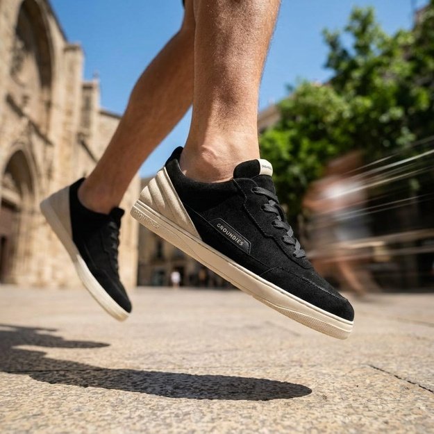 Barefoot Tenisky GROUNDIES&reg; Zurich Černo P&iacute;skov&eacute;